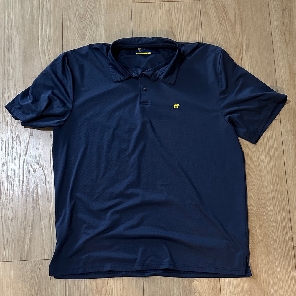 Men's Navy Polo Shirt with Yellow Logo